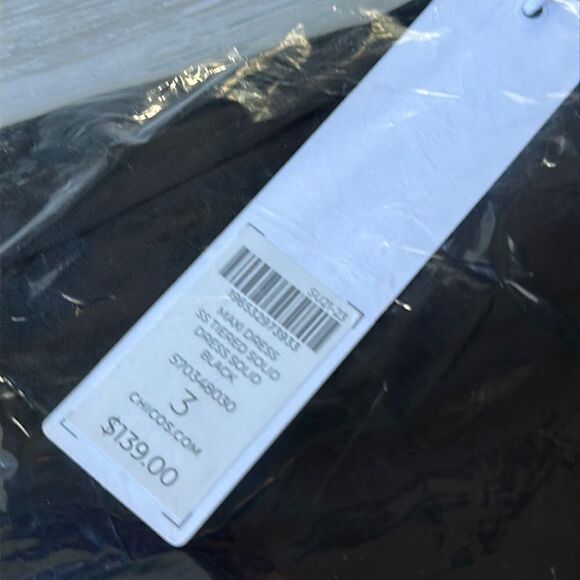 Chicos SS Tiered Maxi Dress Solid Black Color Size 3 NWT in packaging - Picture 6 of 7